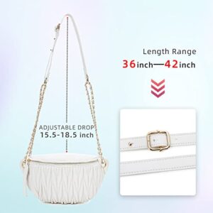 Keyli Fanny Pack Crossbody Bags for Women, Fashion Striped Belt Bag Waist Pack Christmas Gifts for Women with Adjustable Strap Waterproof Sling Bag Cross body Purse for outdoor Running Traving (White)