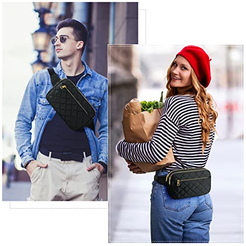 CXWMZY Fashion Fanny Packs for Women & Men, Girls Boys Teens Waist Bag Hip Bum Bag Cute Fanny Pack Casual Bum Bag with Multi-Pockets Adjustable Belts for Disney Traveling Cycling Running (Black)