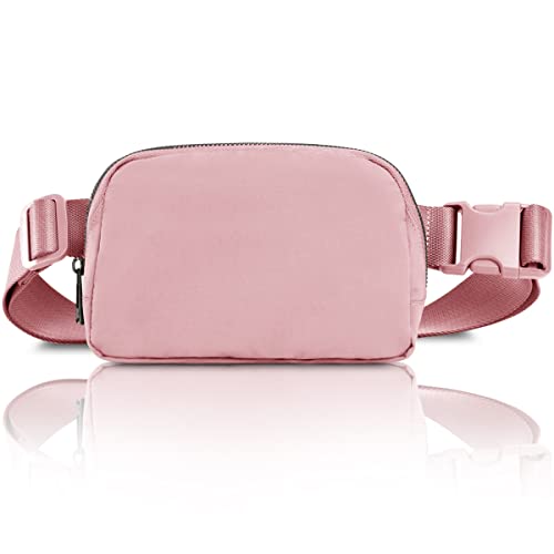 KIKIMINK Fanny Packs for Women Men - Mini Belt Bag with Adjustable Strap Small Crossbody Bags Fashion Waist Pack for Workout Running Travel - Pink