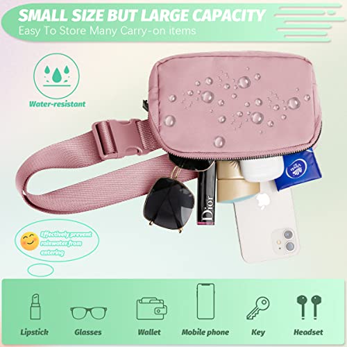 KIKIMINK Fanny Packs for Women Men - Mini Belt Bag with Adjustable Strap Small Crossbody Bags Fashion Waist Pack for Workout Running Travel - Pink