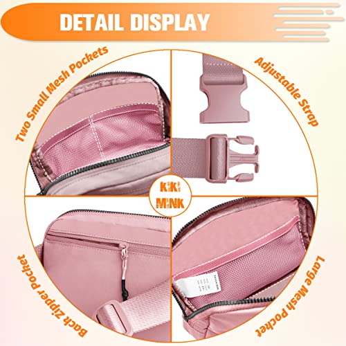 KIKIMINK Fanny Packs for Women Men - Mini Belt Bag with Adjustable Strap Small Crossbody Bags Fashion Waist Pack for Workout Running Travel - Pink