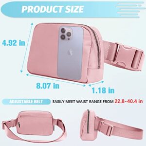 KIKIMINK Fanny Packs for Women Men - Mini Belt Bag with Adjustable Strap Small Crossbody Bags Fashion Waist Pack for Workout Running Travel - Pink