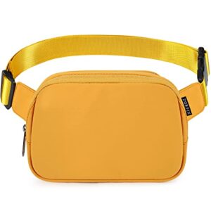 zorfin fanny packs for women, fashion belt bag with adjustable strap small waist bag hip bum bag crossbody bags for travel workout running hiking (yellow)