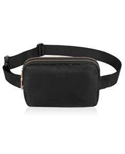 sindax small black fanny packs for women waterproof chest pack belt bag with adjustable fashion hip bum bag for travel workout running hiking