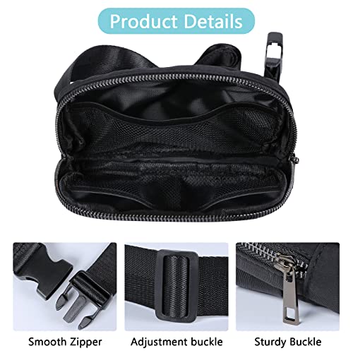 AIRCAR Mini Fanny Pack for Women Men, Fashion Waist Pack with Adjustable Strap ,Small Belt Bag for Run, Travel, Outdoor Cycling, Shopping, Climbing（black）