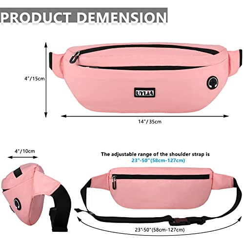 UYLIA Large Crossbody Fanny Pack with 4 Zipper Pockets for Men Women,Water Resistant Waist Pack, Gifts for Enjoy Sports Running Hiking Traveling Workout Walking Outdoors Sport