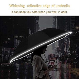 Bodyguard Inverted Umbrella Large Windproof Umbrellas for Rain Sun Travel Umbrella Compact with Reflective Stripe, Black-46 INCH