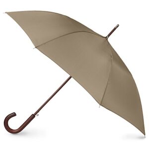 totes auto open wooden stick umbrella, beige/british tan, one size