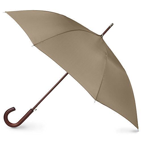 totes Auto Open Wooden Stick Umbrella, Beige/British Tan, One Size