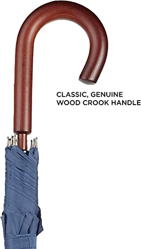 totes Auto Open Wooden Stick Umbrella, Beige/British Tan, One Size
