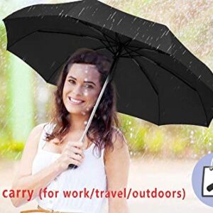 SIEPASA Windproof Travel Compact Umbrella, 8-Ribs Anti-UV Waterproof Folding Umbrella with Telfon Coating-One Button for Auto Open and Close. (Black)
