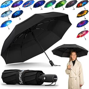 tumella ultrav7 #1 windproof travel umbrella [light, beautiful, superior & unbreakable], 2023 anti-flip & ultra-flex tech, compact, small, portable, automatic, strong, durable, premium grip, vibrant designs, folding umbrella