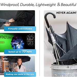 TUMELLA UltraV7 #1 Windproof Travel Umbrella [Light, Beautiful, Superior & Unbreakable], 2023 Anti-Flip & Ultra-Flex Tech, Compact, Small, Portable, Automatic, Strong, Durable, Premium Grip, Vibrant Designs, Folding Umbrella