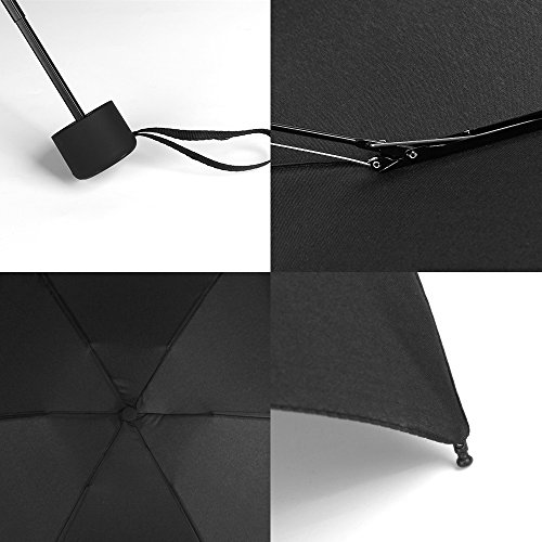 Small Mini Umbrella with Case by GAOYAINIG Light Compact Design Perfect for Travel Lightweight Portable Parasol Outdoor Sun&Rain Umbrellas Black