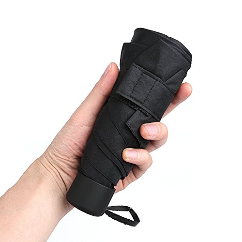 Small Mini Umbrella with Case by GAOYAINIG Light Compact Design Perfect for Travel Lightweight Portable Parasol Outdoor Sun&Rain Umbrellas Black