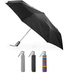 totes Titan Automatic Open Close Windproof & Water-Resistant Foldable Umbrella, Black