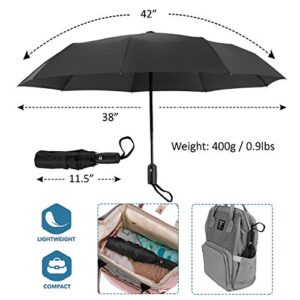 Liberty Imports 3 Pack Windproof Travel Rain Umbrellas - Compact, Light, Automatic, Strong and Portable - for Men and Women (Ed.1)