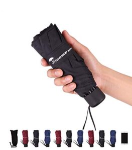 sy compact travel umbrella – lightweight portable mini compact umbrellas (black)