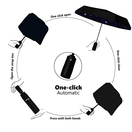 Vecigan Compact Umbrella Small Travel Cute Umbrella for Rain and Sun (Starry Sky)