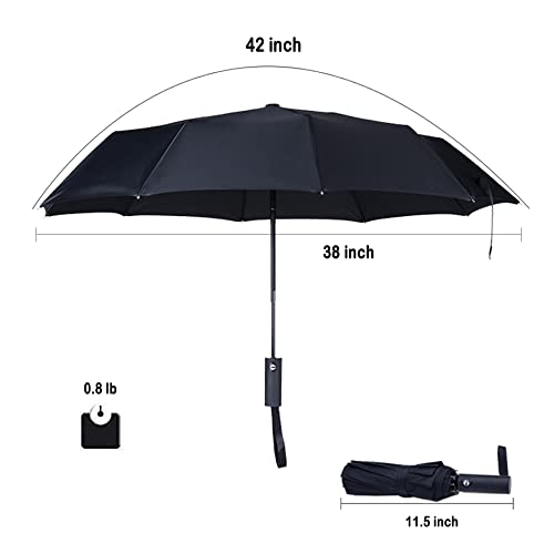 NPCQUN Travel Essentials Umbrella Windproof Compact Collapsible Light, Automatic, Strong and Portable, Wind Resistant, Folding Small Umbrella for Rain Black