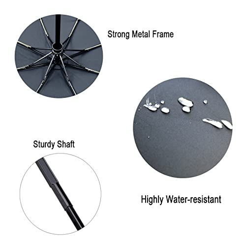 NPCQUN Travel Essentials Umbrella Windproof Compact Collapsible Light, Automatic, Strong and Portable, Wind Resistant, Folding Small Umbrella for Rain Black