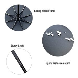 ANTI-REBOUND Travel Umbrella Windproof Compact Collapsible Light, Automatic, Strong and Portable, Wind Resistant, Folding Small Umbrella for Rain Black