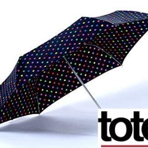 Totes NeverWet technology, Auto Open Auto Close, Colorful dots on Black 43" arc Umbrella,, Medium