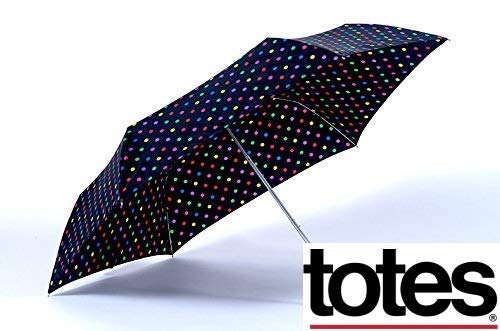 Totes NeverWet technology, Auto Open Auto Close, Colorful dots on Black 43" arc Umbrella,, Medium