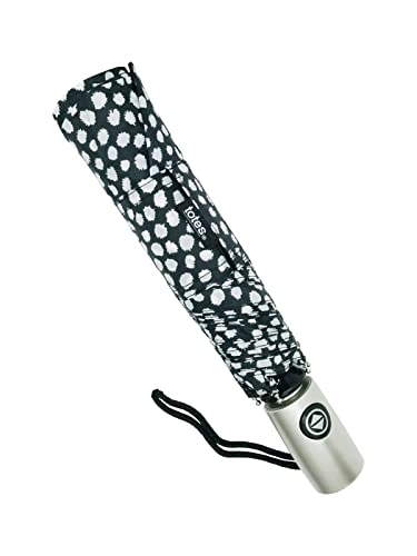 Totes NeverWet technology, Auto Open Auto Close Umbrella, Black With White Dots 43" arc Umbrella,, Medium