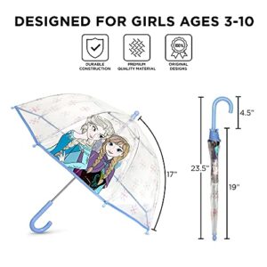 ABG girls Kids Clear for Rain Girl's, Transparent with an Easy Grip Handle, Dome Windproof, Bubble Umbrella, Elsa & Anna, Age 3-10 US