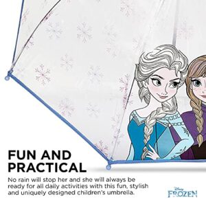 ABG girls Kids Clear for Rain Girl's, Transparent with an Easy Grip Handle, Dome Windproof, Bubble Umbrella, Elsa & Anna, Age 3-10 US