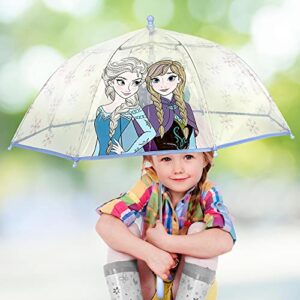 ABG girls Kids Clear for Rain Girl's, Transparent with an Easy Grip Handle, Dome Windproof, Bubble Umbrella, Elsa & Anna, Age 3-10 US