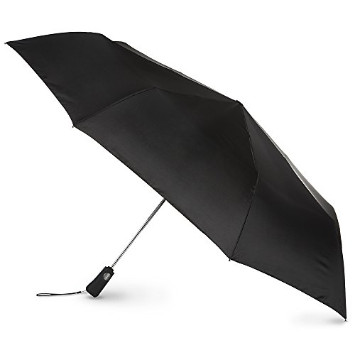 Totes Blue Line Golf Size Auto Open/Close Umbrella, Water Repellent Canopy, Black