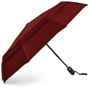 EEZ-Y Travel Umbrellas for Rain - Wind Resistant w/Open Close Button - Marsala