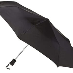 Lewis N. Clark Travel Umbrella: Windproof & Water Repellent Fabric Automatic Open Close , Black