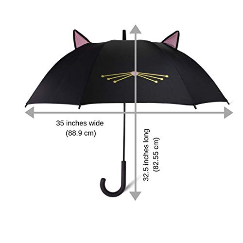 Kate Spade New York Large Lightweight Travel Umbrella, Black Cat