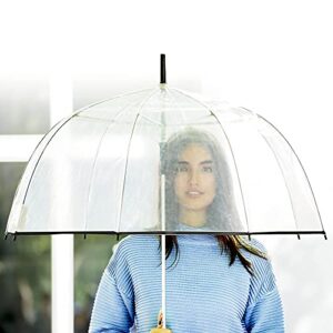 ShedRain Clear Bubble Umbrella – See Through, Rain & Windproof Umbrella - Perfect for Weddings, Prom, Graduation and Outdoor Events - Automatic Open, Silver Crook Handle, Clear Dome with a 52” Arc (Clear & Black)