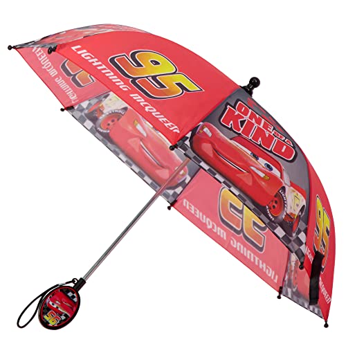 Disney Little Kids Umbrella, Lightning McQueen and Mickey Mouse Rain Wear for Boys Ages, Red, Age 3-6