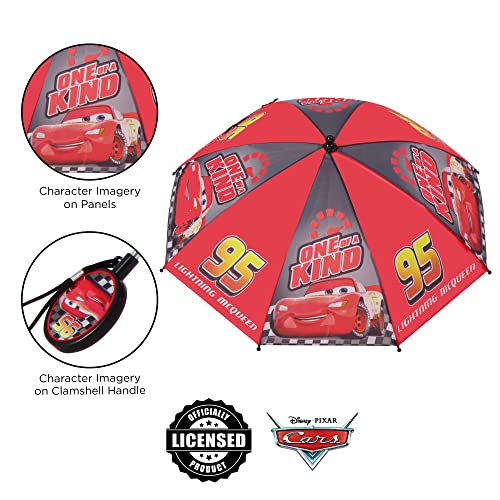 Disney Little Kids Umbrella, Lightning McQueen and Mickey Mouse Rain Wear for Boys Ages, Red, Age 3-6