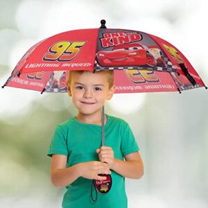 Disney Little Kids Umbrella, Lightning McQueen and Mickey Mouse Rain Wear for Boys Ages, Red, Age 3-6