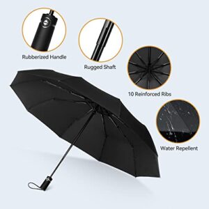 TechRise Large Windproof Compact Umbrella, Travel Folding Umbrellas for Rain Ladies Automatic Open Close Strong Wind Proof Rain Resistant with 10 Ribs Waterproof Umbrella Collapsible for Men Women