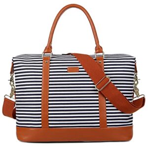 baosha hb-28 ladies women canvas travel weekender bag overnight carry-on duffel tote bag (blue)