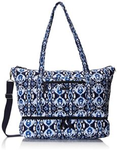 vera bradley women’s cotton deluxe tote travel bag, ikat island, one size us