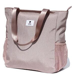 esvan original floral water resistant large tote bag shoulder bag for gym beach travel daily bags upgraded ([z] pink flower)