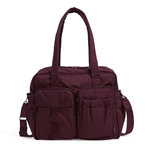 Vera Bradley Womens Cotton Utility Oversized Tote Travel Bag, Mulled Wine - Recycled Cotton, One Size US