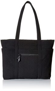 vera bradley womens microfiber deluxe vera tote handbag, black, one size us