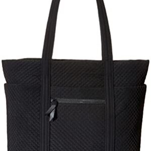 Vera Bradley womens Microfiber Deluxe Vera Tote Handbag, Black, One Size US
