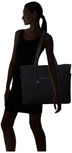 Vera Bradley womens Microfiber Deluxe Vera Tote Handbag, Black, One Size US