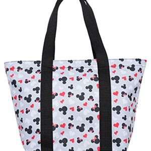 Disney Tote Mickey & Minnie Mouse Icon Print Zipper Travel Bag (Grey)