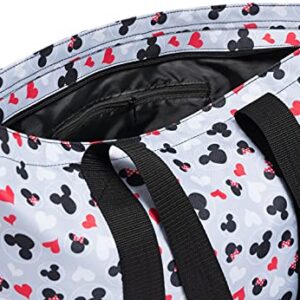 Disney Tote Mickey & Minnie Mouse Icon Print Zipper Travel Bag (Grey)